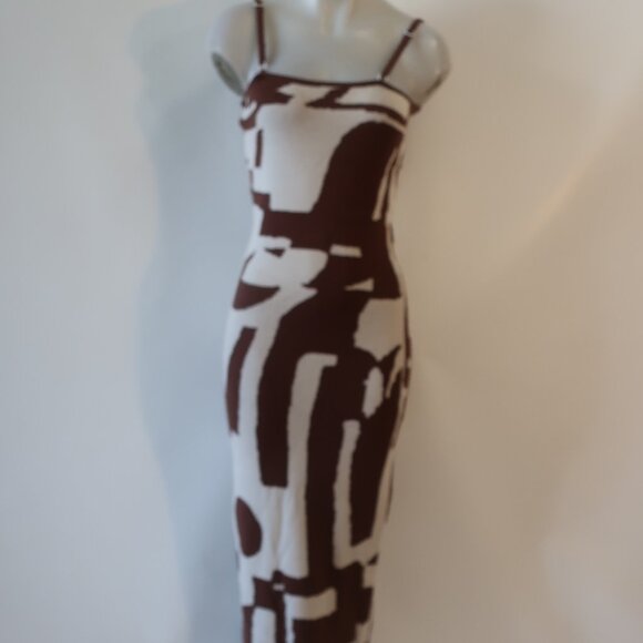 Womens Shag Boutique Brown, White Sweater Tank Pencil Maxi Dress S - Picture 1 of 8